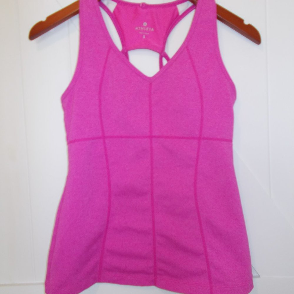 Athleta Pink Fuchsia Workout Tank Top‎ Women's Size S Built in Bra